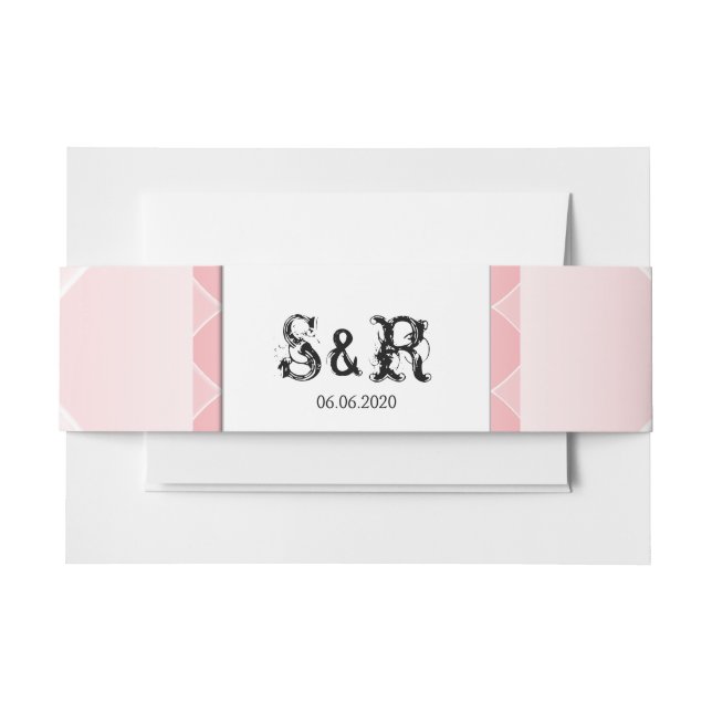 Erröten rosa Diamant-Hochzeits-Bauch-Band Einladungsbanderole (Vorderseite Beispiel)