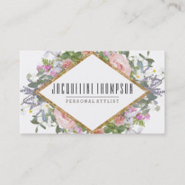 Erröten rosa Goldmoderne geometrische BlumenBlumen Visitenkarte