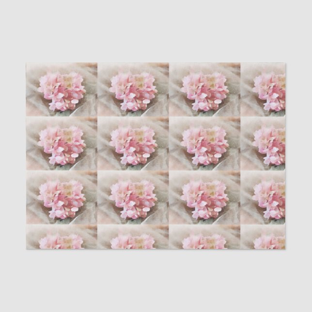 Erröten rosa Herzhydrangea-Fliesen für decoupage Seidenpapier (Vorderseite)