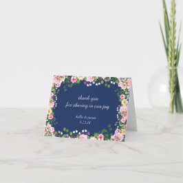 Erröten rosa Marine-Blau-Hochzeit danken Ihnen Dankeskarte