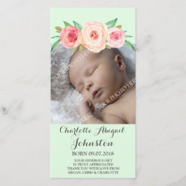 Erröten rosa MintThank Sie Babyparty Dankeskarte