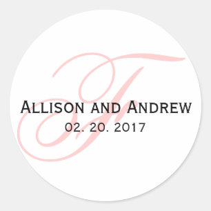 Erröten rosa Monogramm-Gastgeschenk Hochzeit der Runder Aufkleber