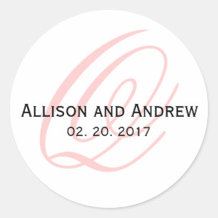 Erröten rosa Monogramm-Gastgeschenk Hochzeit der Runder Aufkleber