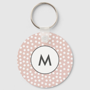 Erröten Rosa punktiertes Monogramm Schlüsselanhänger