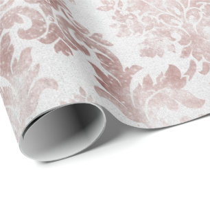 Erröten rosa Rosen-GoldblumenHütten-Grungy Damas Geschenkpapier