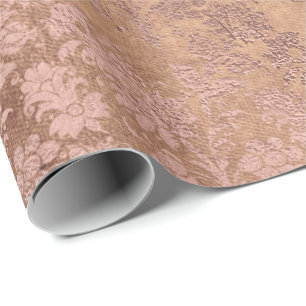 Erröten rosa Rosen-Goldblumenpulver-einzigartige Geschenkpapier