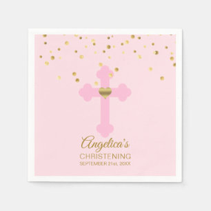 Erröten rosa Rosen-GoldConfetti TAUFtaufe Serviette