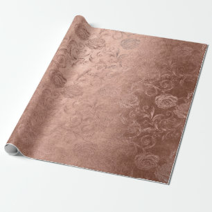 Erröten rosa Rosen-Goldeinfarbige mit Blumenblume Geschenkpapier