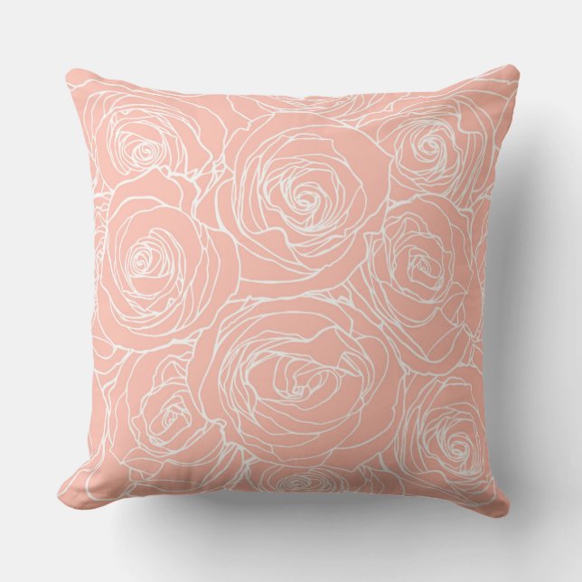 Erröten rosa Rosen-Kissen Kissen (Vorderseite)