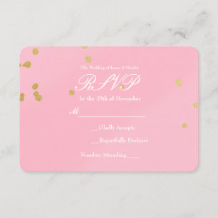Erröten Rosa u. GoldConfetti UAWG-Karteneinladung RSVP Karte
