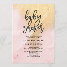 Erröten Rosa und Babyparty des Goldmarmor-| Einladung