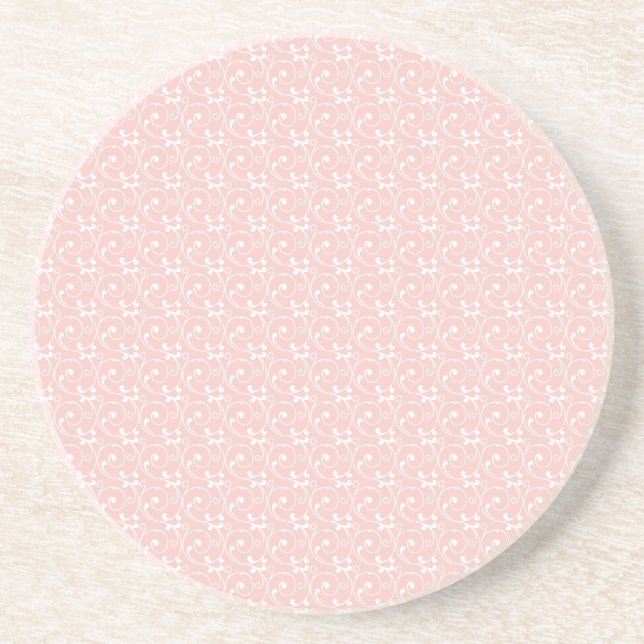 Erröten rosa viktorianischer Wirbels-Vintages Sandstein Untersetzer (Vorne)