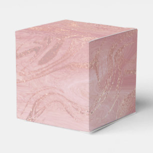 Erröten Rose, die Gold rosa Geschenkschachtel