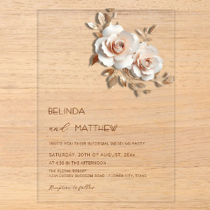 Erröten  Roségold 3D Blumen Einfach Acryleinladungen