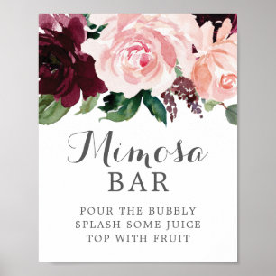 Erröten Sie Burgunder Mimosa Bar (editierbar) Schi Poster