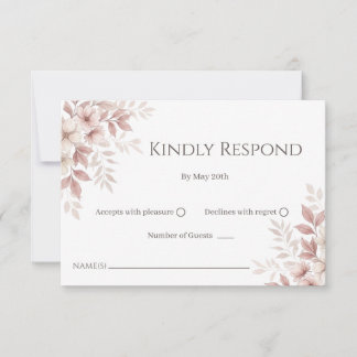 Erröten Sie die rosa Aquarell-Blumen-RSVP-Karte RSVP Karte