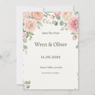 Erröten Sie die Save-the-Date-Karte mit Rosengrün Save The Date