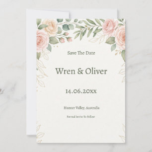 Erröten Sie die Save-the-Date-Karte mit Rosengrün Save The Date