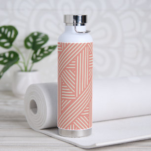 Erröten Sie Rosa geometrische Streifen Girly Weibl Trinkflasche