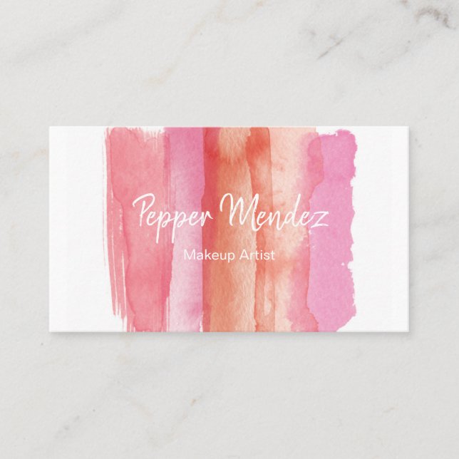 Erröten und Pink-Aquarell-Bürsten-Schlagmänner Visitenkarte (Vorderseite)