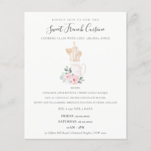 Erröten Utensilien Floral Quirl Backwaren Kochkurs Flyer