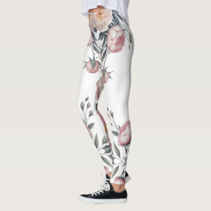 Errötend Marineblau Sanftes Pastellrosa Floral Leggings