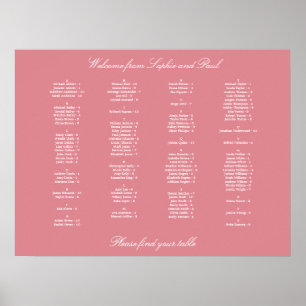 Errötend Rosa Alphabetischer Sitzplan Poster