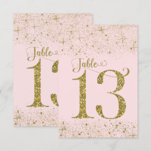 Errötend Rosa Gold Glitter-Tischkarten Nummer 13 Einladung