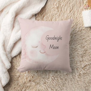 Errötend Rosa Weiß Glücklich Gute Nacht Mond Kissen