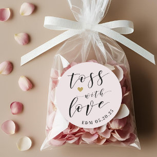 Errötend Rosa Wurf mit Liebe Hochzeitskonfetti Ges Runder Aufkleber