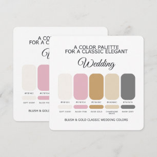 Errötend und Gold Hochzeitsfarben-Palette Karte