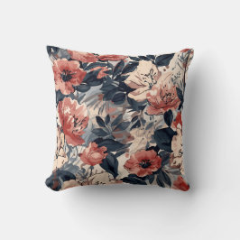 Errötend und marineblaue Floral Kissen