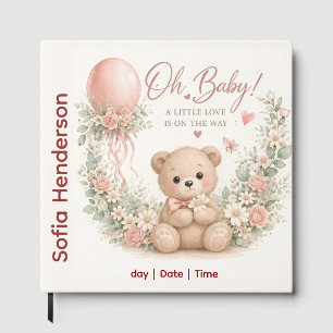 Errötende Bär Weiche Wasserfarbe floral Babyparty Gästebuch