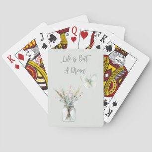 Errötende blaue Blumen im Schmetterlingsglas Spielkarten
