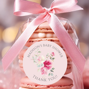 Errötende Blüten Baby Shower Runder Aufkleber