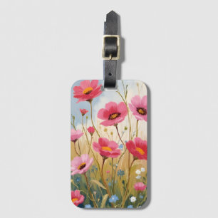 Errötende Blüten   Rosa Blumenwiese Floral Gepäckanhänger