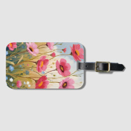Errötende Blüten | Rosa Blumenwiese Floral Gepäckanhänger
