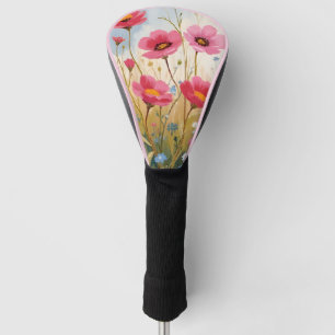 Errötende Blüten Rosa Blumenwiese Floral Golf Headcover