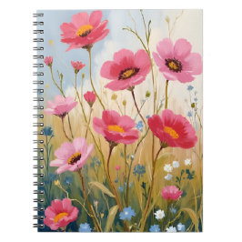 Errötende Blüten | Rosa Blumenwiese Floral Notizblock