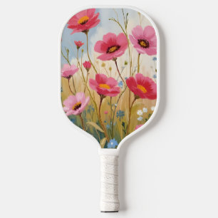 Errötende Blüten Rosa Blumenwiese Floral Pickleball Schläger