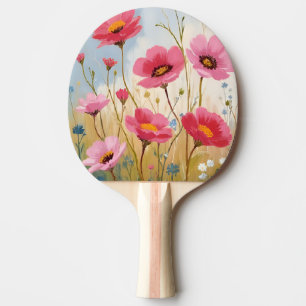 Errötende Blüten   Rosa Blumenwiese Floral Tischtennis Schläger