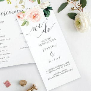 Errötende Blüten Tri-Fold Hochzeitsprogramm