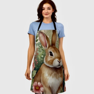Errötende Blüten und Hasenträume - Ganzdruck-Schür Schürze
