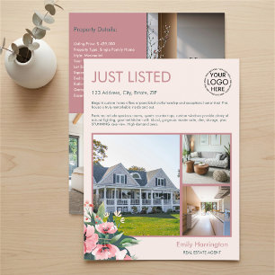 Errötende Blütenauflistung Rose Immobilienmakler Flyer