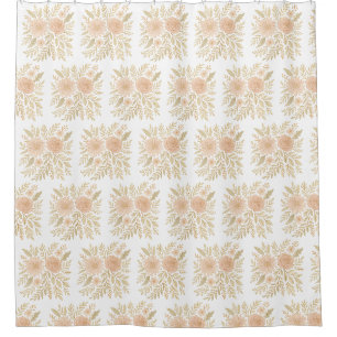 Errötende botanische Eleganz – Transparente Floral Duschvorhang