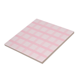 Errötende Braut und Teerose Pink Gingham-Muster Fliese