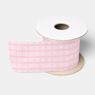 Errötende Braut und Teerose Pink Gingham-Muster Satinband