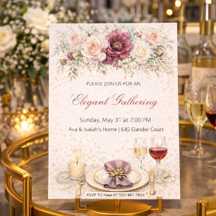Errötende Florale Abendparty-Einladung Einladung