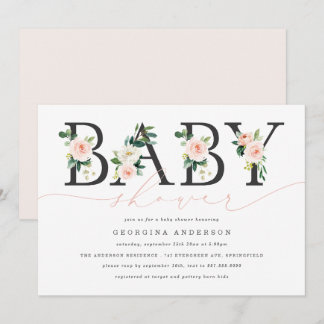 Errötende florale Babyparty-Einladung Einladung