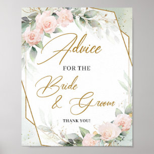 Errötende florale Gold Rat für Braut und Bräutigam Poster